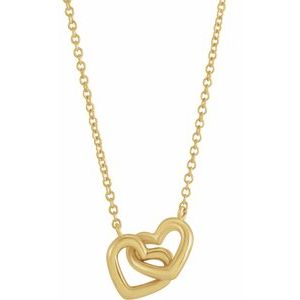 14K Yellow Interlocking Heart 16" Necklace - BN & CO JEWELRY