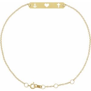 14K Yellow Faith, Love, Hope Bar 6 1/2-7 1/2" Bracelet - BN & CO JEWELRY