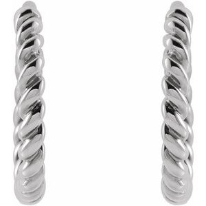 14K White 11 mm Twisted Rope Huggies - BN & CO JEWELRY