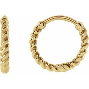 14K Yellow 11 mm Twisted Rope Huggies - BN & CO JEWELRY