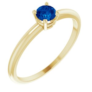 14K Yellow 4 mm Lab-Grown Blue Sapphire Ring - BN & CO JEWELRY