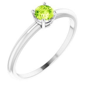 Sterling Silver 4 mm Natural Peridot Ring - BN & CO JEWELRY