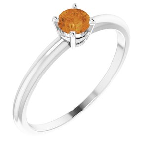 Sterling Silver 4 mm Natural Citrine Ring - BN & CO JEWELRY