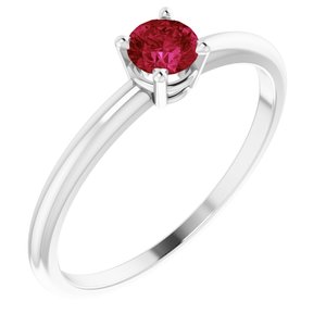 Sterling Silver 4 mm Lab-Grown Ruby Ring - BN & CO JEWELRY