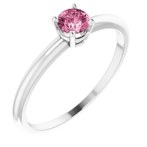 Sterling Silver 4 mm Natural Pink Tourmaline Ring - BN & CO JEWELRY