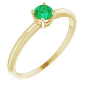 14K Yellow 4 mm Natural Emerald Ring - BN & CO JEWELRY