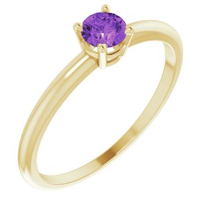 14K Yellow 4 mm Natural Amethyst Ring - BN & CO JEWELRY