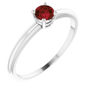 Sterling Silver 4 mm Natural Mozambique Garnet Ring - BN & CO JEWELRY