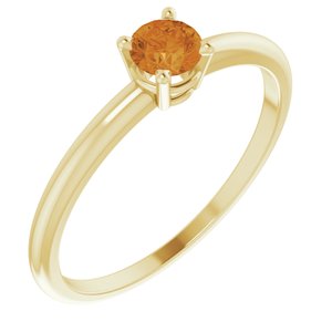 14K Yellow 4 mm Natural Citrine Ring - BN & CO JEWELRY