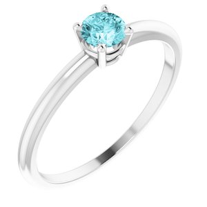 Sterling Silver 4 mm Natural Blue Zircon Ring - BN & CO JEWELRY