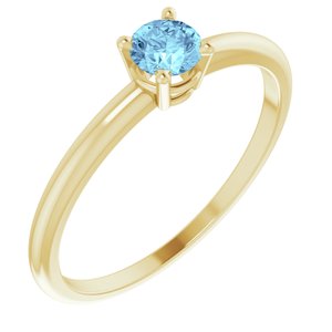 14K Yellow 4 mm Natural Aquamarine Ring - BN & CO JEWELRY
