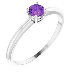 14K White 4 mm Natural Amethyst Ring - BN & CO JEWELRY