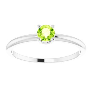 Sterling Silver 4 mm Natural Peridot Ring - BN & CO JEWELRY