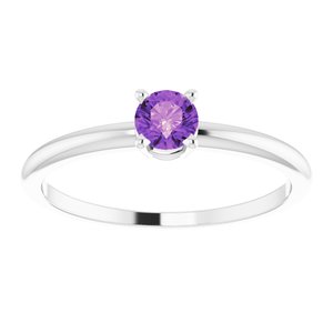 Sterling Silver 4 mm Natural Amethyst Ring - BN & CO JEWELRY