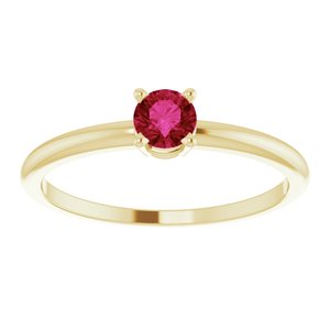 14K Yellow 4 mm Lab-Grown Ruby Ring - BN & CO JEWELRY