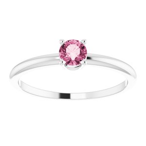Sterling Silver 4 mm Natural Pink Tourmaline Ring - BN & CO JEWELRY