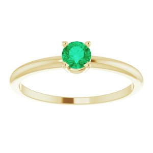 14K Yellow 4 mm Natural Emerald Ring - BN & CO JEWELRY