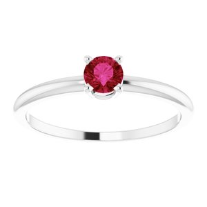 14K White 4 mm Natural Ruby Ring - BN & CO JEWELRY