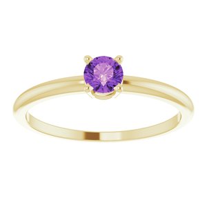14K Yellow 4 mm Natural Amethyst Ring - BN & CO JEWELRY