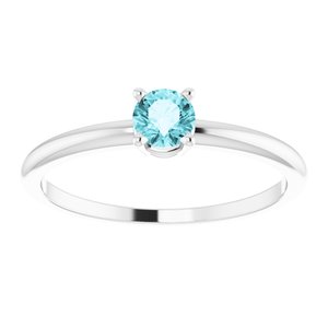 Sterling Silver 4 mm Natural Blue Zircon Ring - BN & CO JEWELRY