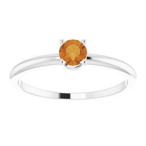 Sterling Silver 3 mm Imitation Citrine Ring - BN & CO JEWELRY
