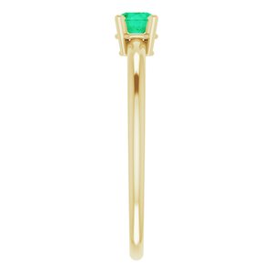 14K Yellow 4 mm Natural Emerald Ring - BN & CO JEWELRY