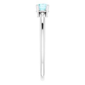 Sterling Silver 4 mm Natural Blue Zircon Ring - BN & CO JEWELRY
