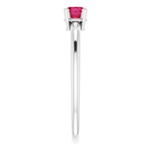 14K White 4 mm Natural Ruby Ring - BN & CO JEWELRY