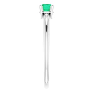Sterling Silver 4 mm Lab-Grown Emerald Ring - BN & CO JEWELRY