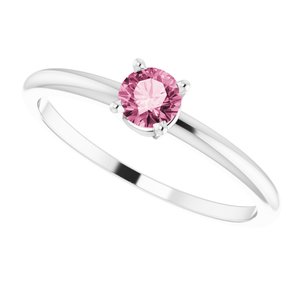 Sterling Silver 4 mm Natural Pink Tourmaline Ring - BN & CO JEWELRY