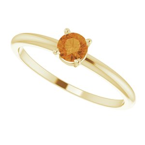 14K Yellow 4 mm Natural Citrine Ring - BN & CO JEWELRY