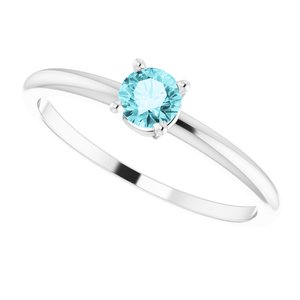 Sterling Silver 4 mm Natural Blue Zircon Ring - BN & CO JEWELRY
