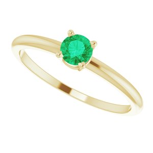 14K Yellow 4 mm Natural Emerald Ring - BN & CO JEWELRY