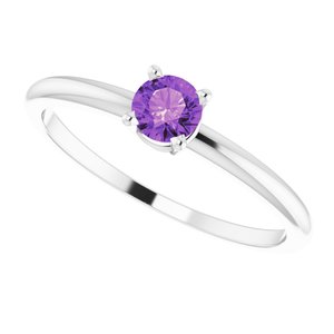 Sterling Silver 4 mm Natural Amethyst Ring - BN & CO JEWELRY