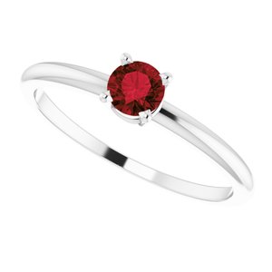 Sterling Silver 4 mm Natural Mozambique Garnet Ring - BN & CO JEWELRY