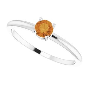 Sterling Silver 4 mm Natural Citrine Ring - BN & CO JEWELRY