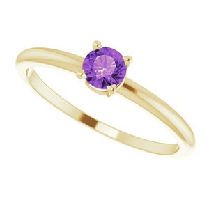 14K Yellow 4 mm Natural Amethyst Ring - BN & CO JEWELRY