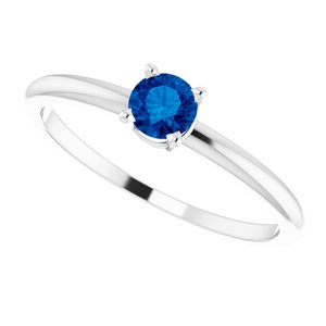 Sterling Silver 4 mm Natural Blue Sapphire Ring - BN & CO JEWELRY