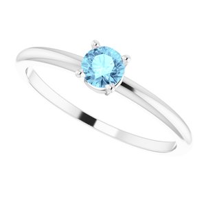Sterling Silver 4 mm Natural Aquamarine Ring - BN & CO JEWELRY