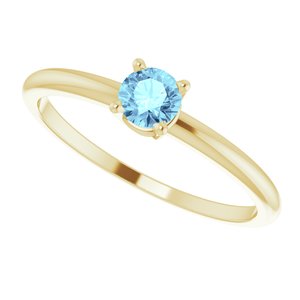 14K Yellow 4 mm Natural Aquamarine Ring - BN & CO JEWELRY