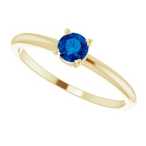 14K Yellow 4 mm Lab-Grown Blue Sapphire Ring - BN & CO JEWELRY