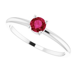 Sterling Silver 4 mm Lab-Grown Ruby Ring - BN & CO JEWELRY