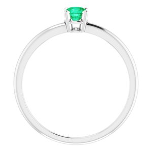 14K White 4 mm Natural Emerald Ring - BN & CO JEWELRY