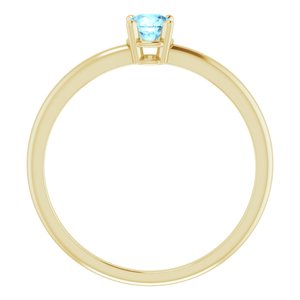 14K Yellow 4 mm Natural Aquamarine Ring - BN & CO JEWELRY