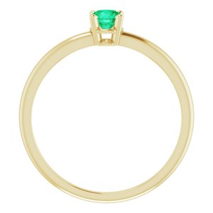 14K Yellow 4 mm Natural Emerald Ring - BN & CO JEWELRY