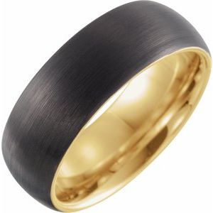 18K Yellow Gold PVD & Black PVD Tungsten 8 mm Half Round Size 9.5 Band - BN & CO JEWELRY