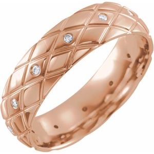 14K Rose 1/10 CTW Natural Diamond Patterned Band Size 10 - BN & CO JEWELRY