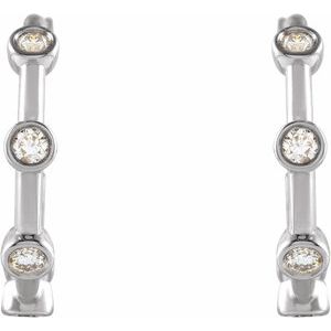 Sterling Silver 1/3 CTW Natural Diamond Bezel-Set Hoop Earrings - BN & CO JEWELRY