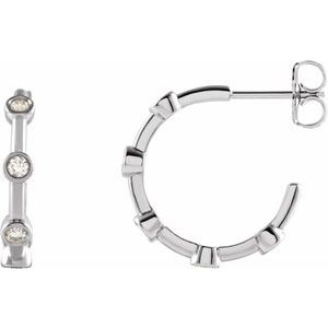 Sterling Silver 1/3 CTW Natural Diamond Bezel-Set Hoop Earrings - BN & CO JEWELRY