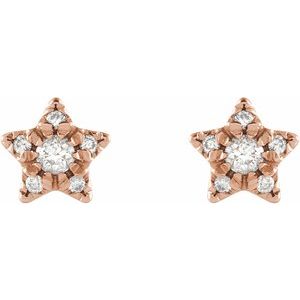 14K Rose 1/10 CTW Natural Diamond Star Earrings - BN & CO JEWELRY